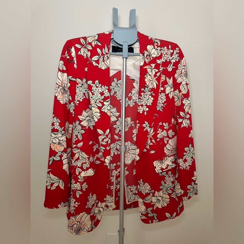 Zara Floral Red Women's Blazer Size Small